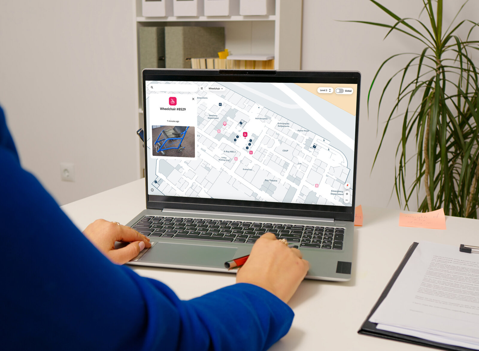 Living Map's Asset Tracking Platform in use on a laptop